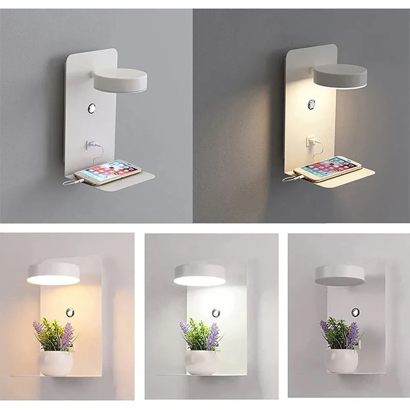 Arandela LED Moderna com Carregador USB