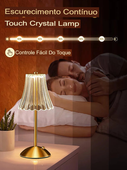Abajur Aureum Crystal Touch